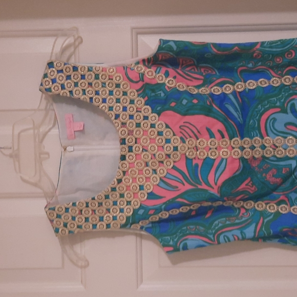Lilly Pulitzer Spring dress Teal , blue , pink beautiful front detail mini sz 6 - Picture 4 of 7